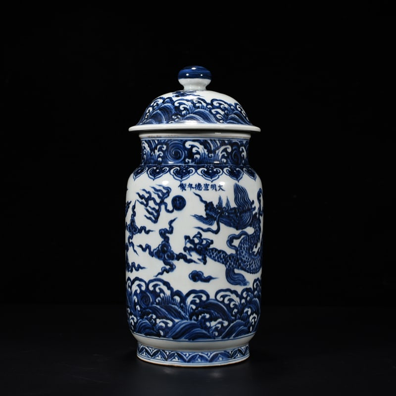 An Exquisite Chinese blue and white jar: Size: Height 34 cm - Widthh 15 cm Materials: Porcelain Dynasty: Ming dynasty Attribution: Xuande Object: jar