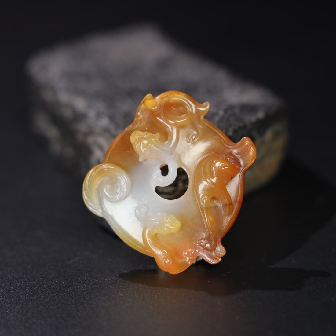 Chinese Natural Jade Carved Pendant: Size: Width 5.4 cm - Height 5.3 cm Materials: Jade Dynasty: Qing dynasty Attribution: Qianlong Period Object: Pendant