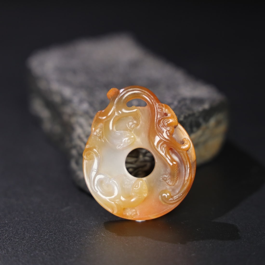 Chinese Natural Jade Carved Dragon Pendant: Size: Width 5.1 cm - Height 4.3 cm Materials: Jade Dynasty: Qing dynasty Attribution: Qianlong Period Object: Dragon Pendant