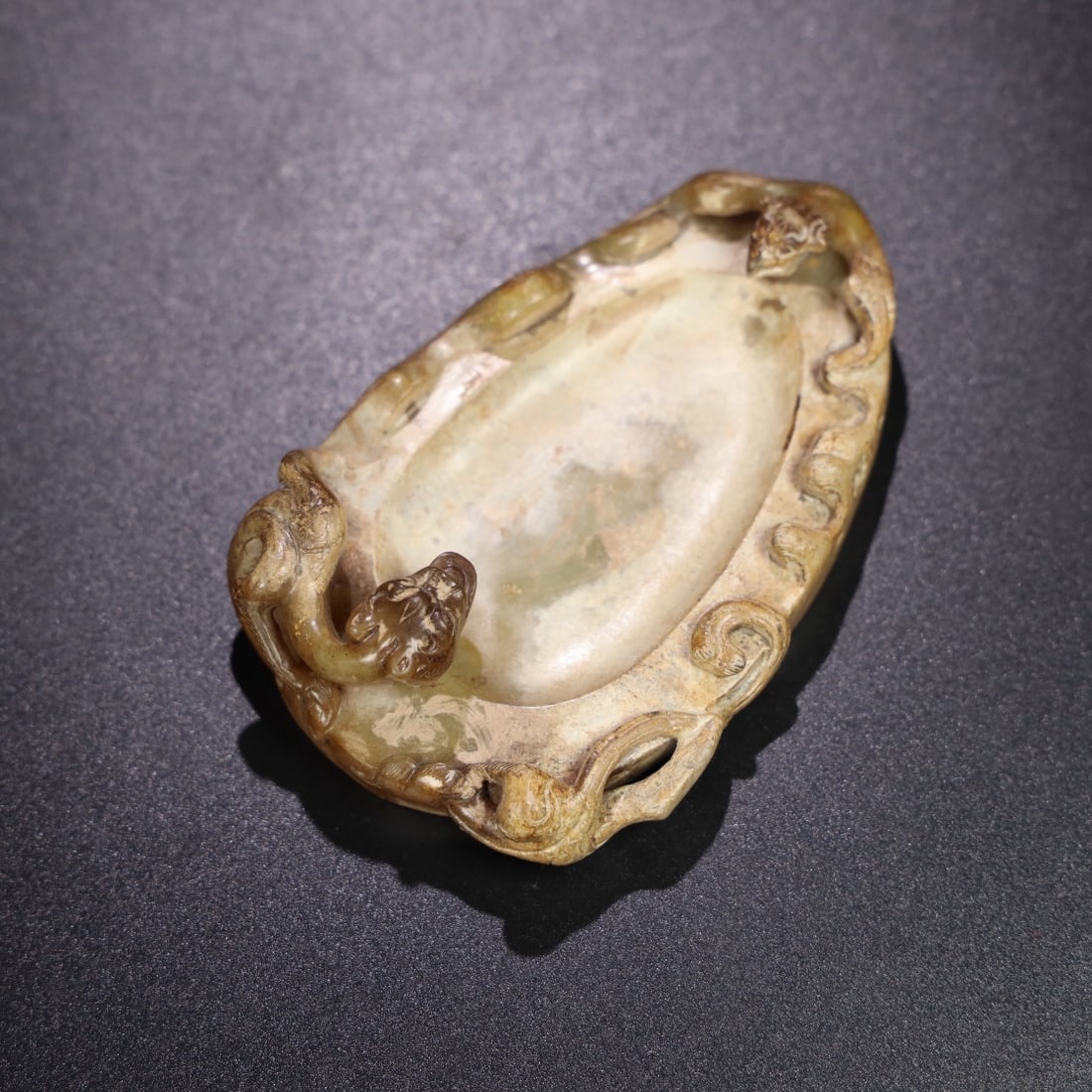 Chinese Natural Jade Carved Phoenix Brush Washer: Size: Width 10.7 cm - Height 2.9 cm Materials: Jade Dynasty: Qing dynasty Attribution: Qianlong Period Object: Phoenix Brush Washer