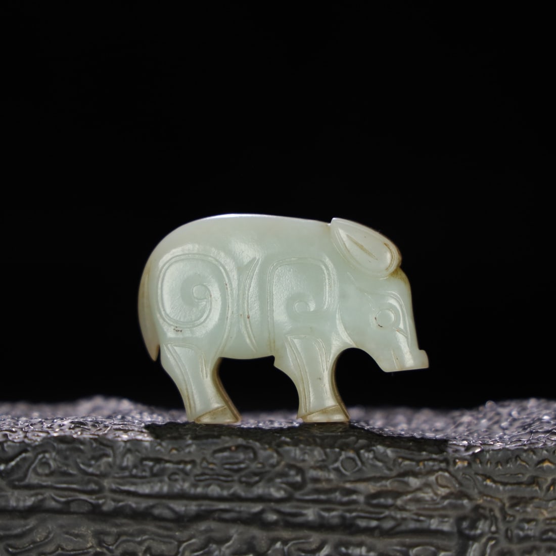 Chinese Natural Jade Carved Pig: Size: Width 5.2 cm - Height 3.9 cm Materials: Jade Dynasty: Qing dynasty Attribution: Qianlong Period Object: Pig