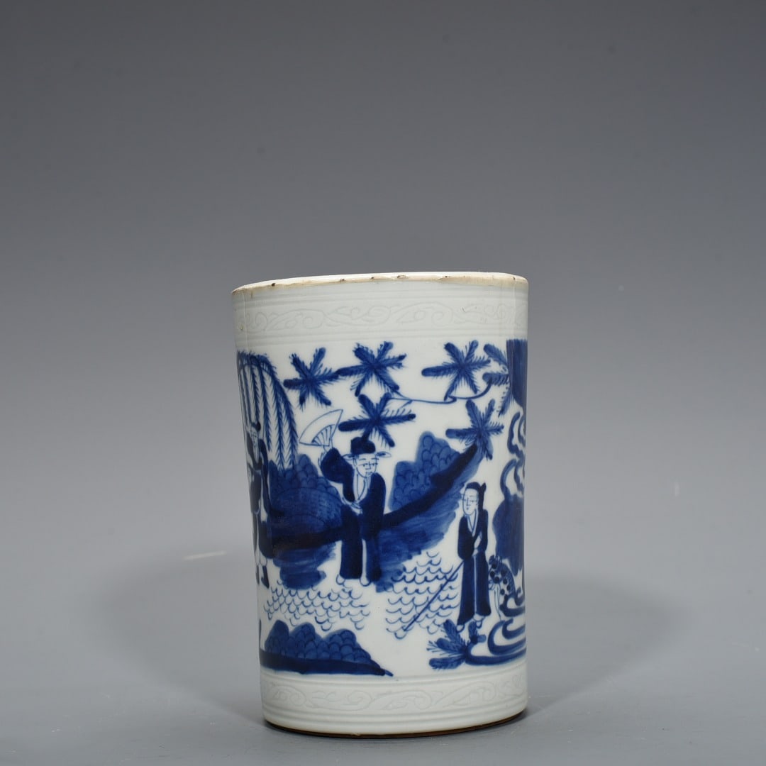 An Exquisite Chinese blue and white pen holder (1 of 7)