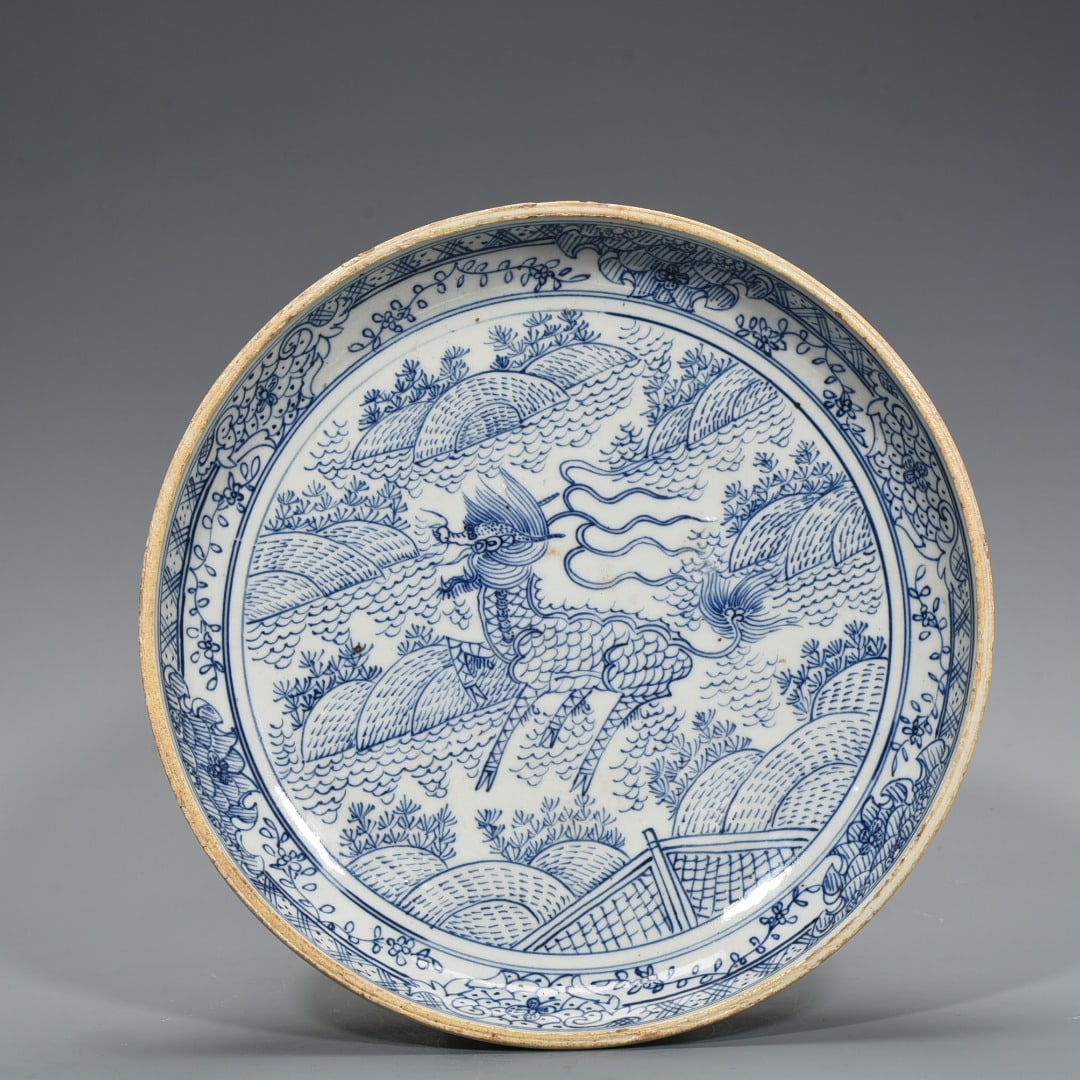 An Exquisite Chinese blue and white unicorn pattern plate (1 of 8)