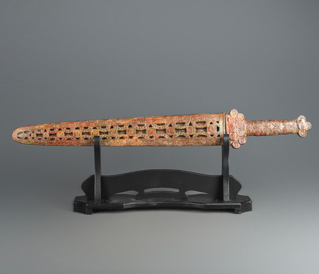 An Exquisite Chinese Bronze Inscribed Sword: Size: Height 65 cm - Width 9 cm Materials: Bronze Dynasty: Han dynasty Attribution: 1st to 3rd-C Object: Chinese Antiques