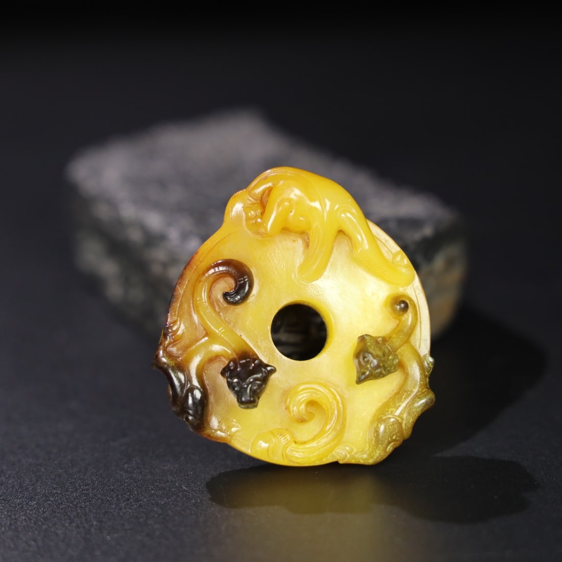 Chinese Natural Jade Carved Pendant: Size: Width 5.8 cm - Height 5.5 cm Materials: Jade Dynasty: Qing dynasty Attribution: Qianlong Period Object: Pendant