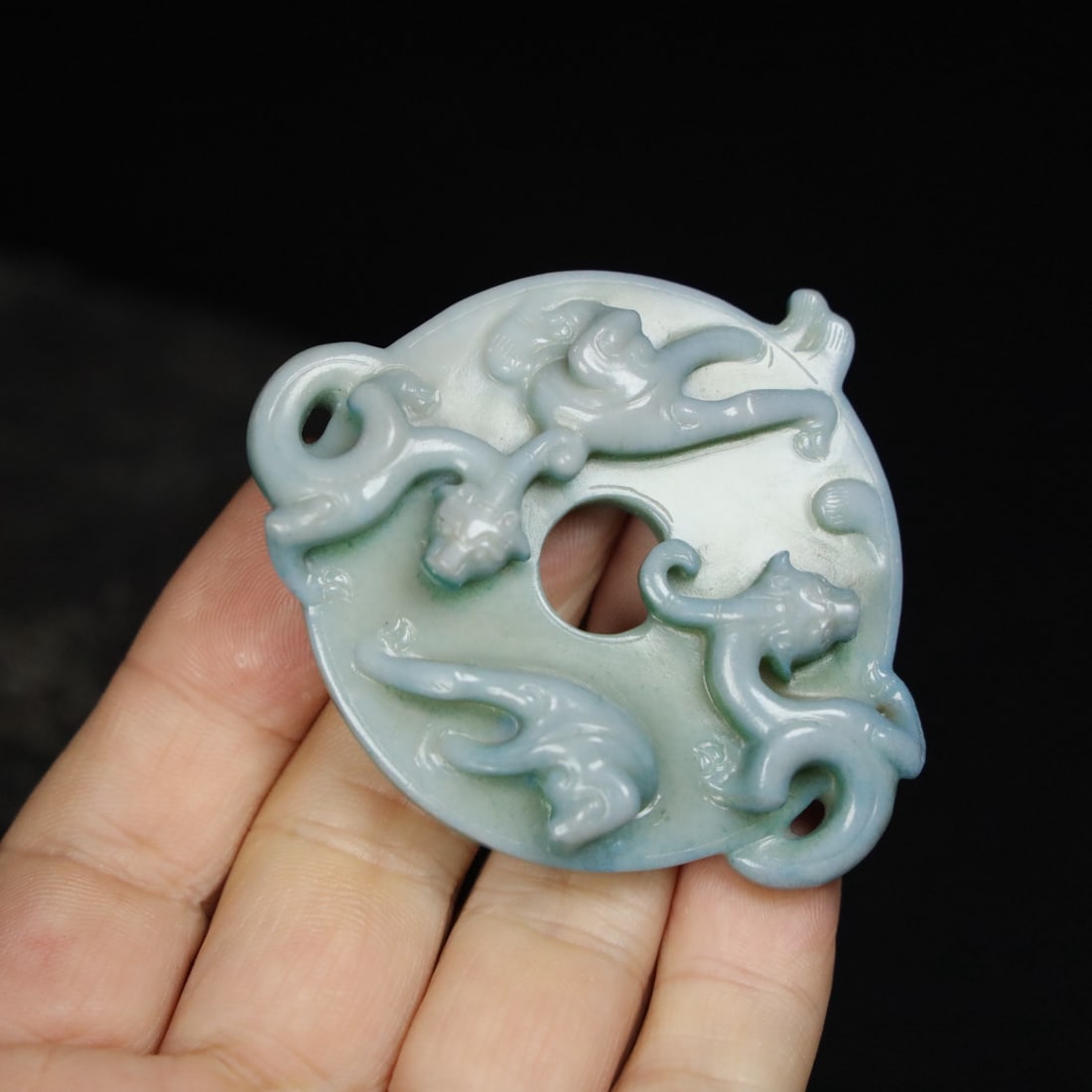 Chinese Natural Jade Carved Dragon Pendant: Size: Width 6.8 cm - Height 5.9 cm Materials: Jade Dynasty: Qing dynasty Attribution: Qianlong Period Object: Dragon Pendant