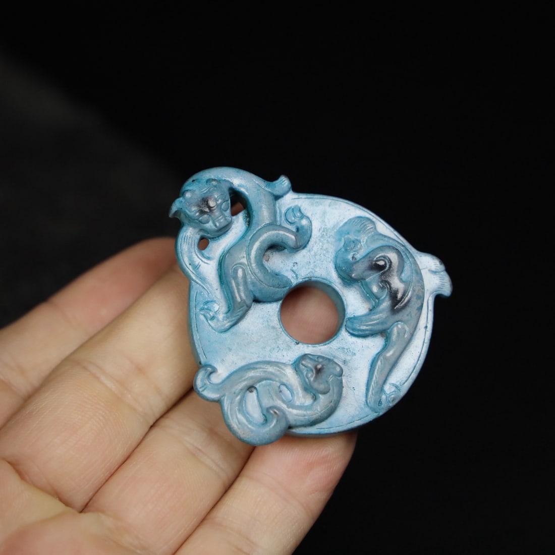 Chinese Natural Jade Carved Dragon Pendant: Size: Width 5.3 cm - Height 5 cm Materials: Jade Dynasty: Qing dynasty Attribution: Qianlong Period Object: Dragon Pendant