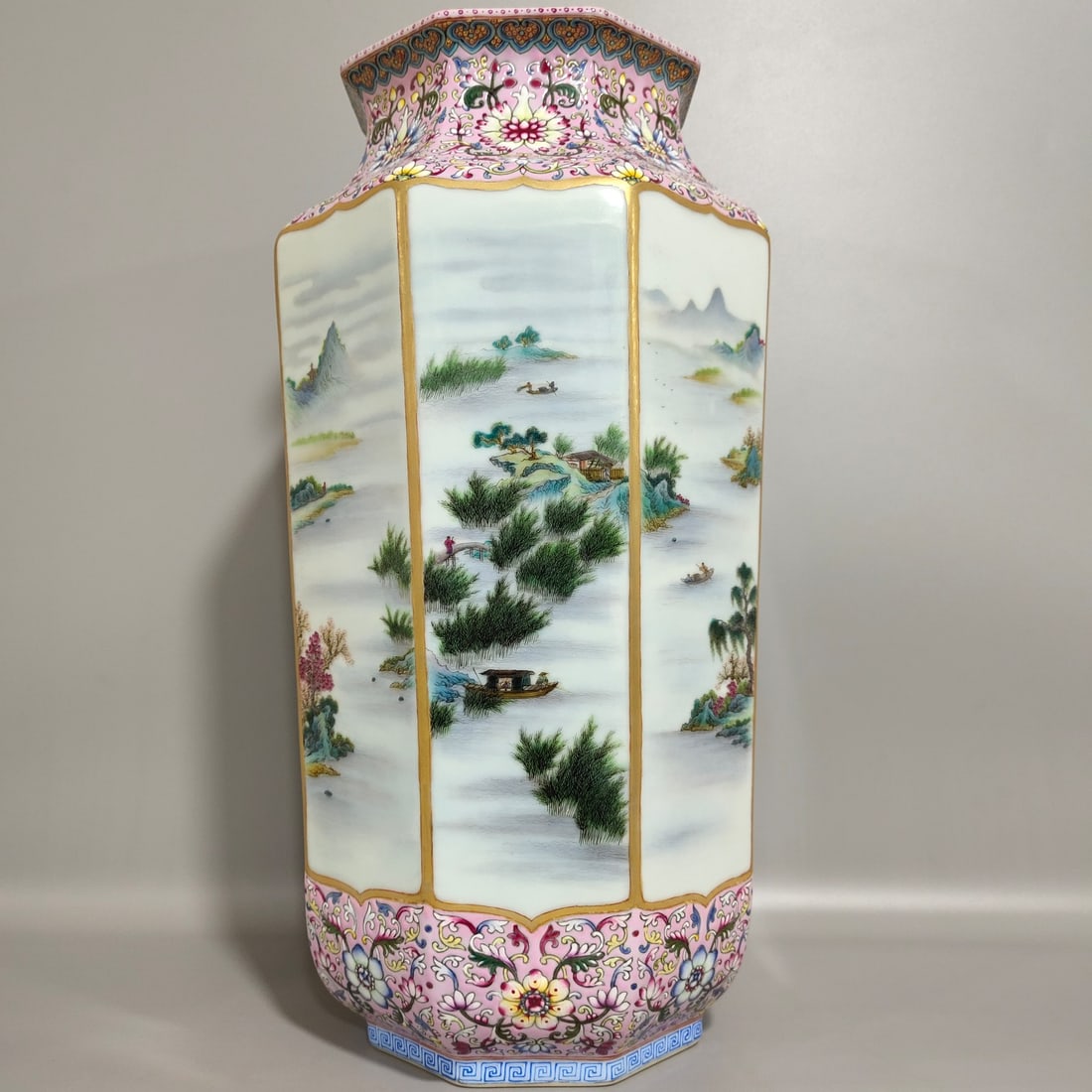 An Exquisite Chinese Famille Rose Porcelain Vase: Size: Height 37 cm - Width 14.8 cm Materials: Porcelain Dynasty: Qing dynasty Inscription: Qianlong Mark Object: vase