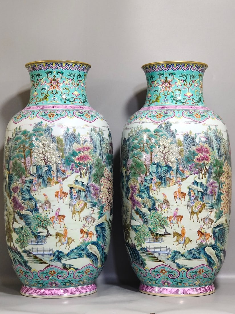 An Exquisite Chinese Greenland Characters Story Ming Emperor Xing Shu Picture Winter Melon Vase (1 of 9)