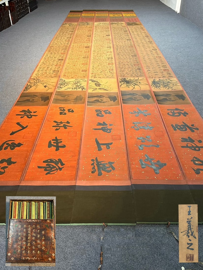 Chinese scroll painting Wang Xizhi: Size: Height 780 cm - Width 40 cm Materials: Silk and Paper Dynasty: Jin Dynasty Inscription: Wang Xizhi Object: Scroll A set of high-quality hand drawn calligraphy by Wang Xizhi on paper, titled _Col