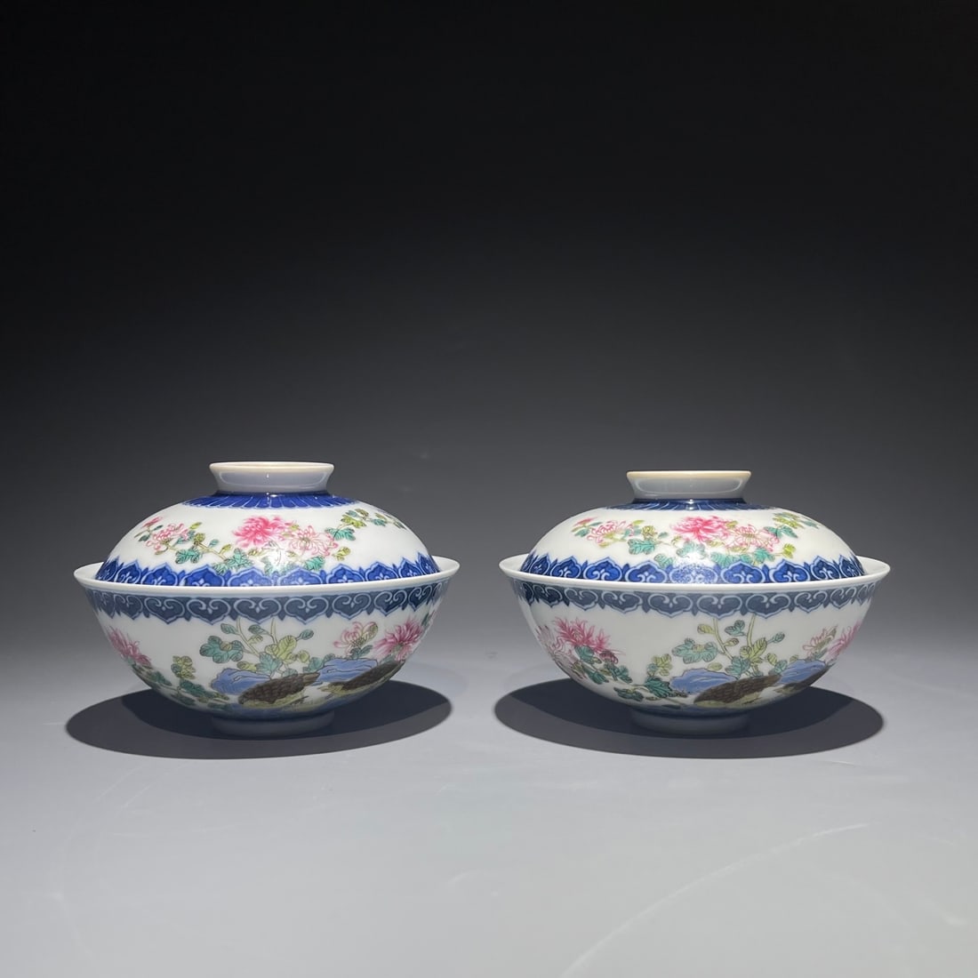 An Exquisite Chinese pair of blue and white glazed Porcelain bowls: Size: Width 12.1 cm - Height 8.3 cm Materials: Porcelain Dynasty: Qing dynasty Attribution: Qianlong Period Object: Bowl