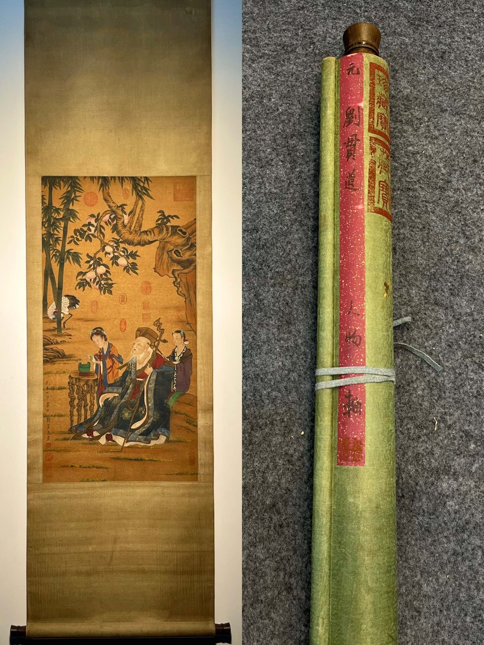 Chinese scroll painting Liu Guandao: Size: Height 90 cm - Width 46 cm Materials: Silk and Paper Dynasty: Yuan Dynasty Inscription: Liu Guandao Object: Scroll Liu Guandao's exquisite four foot silk figure painting, a painter of the Yuan D