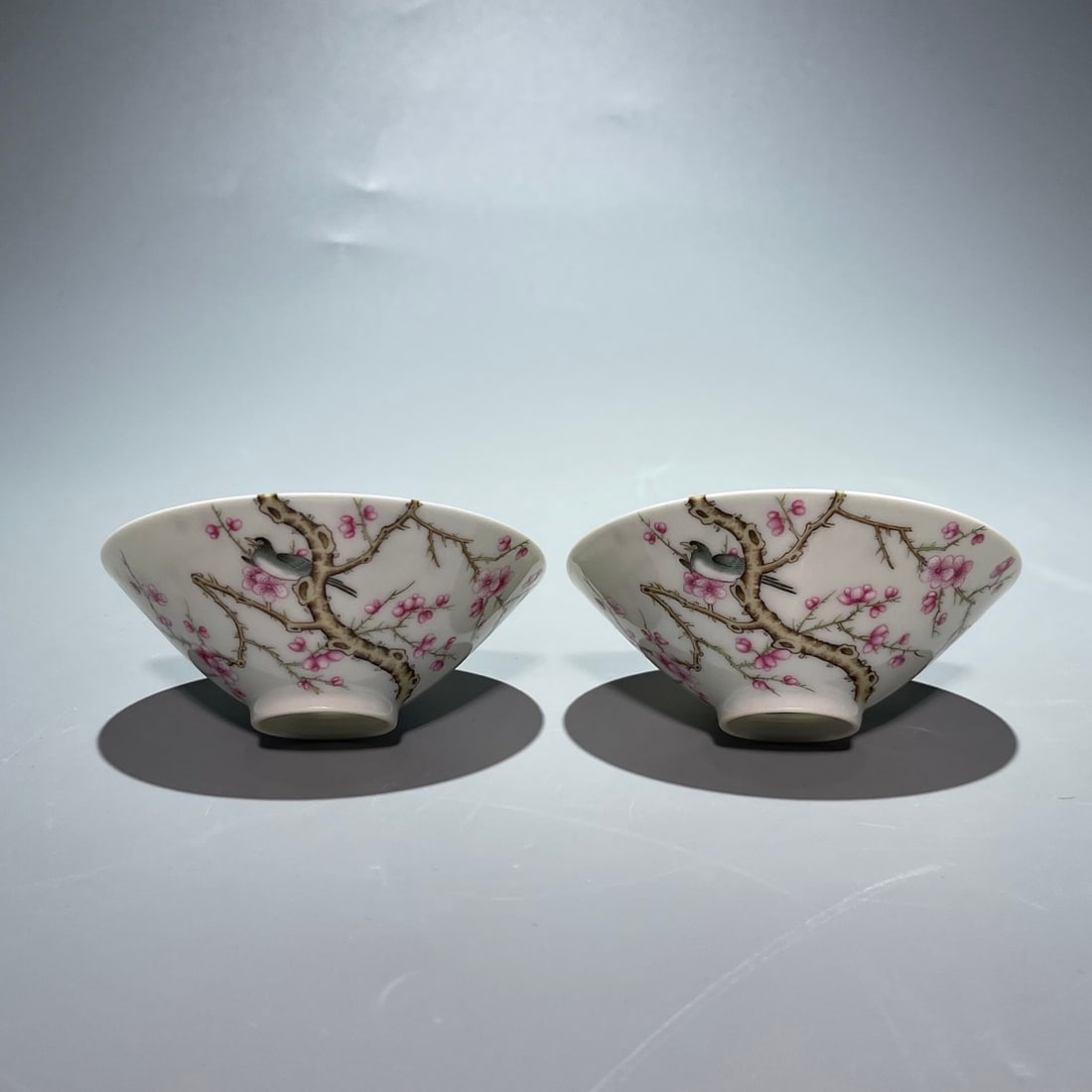 An Exquisite Chinese pastel colored poem inscribed plum blossom hat Porcelain cup (1 of 9)