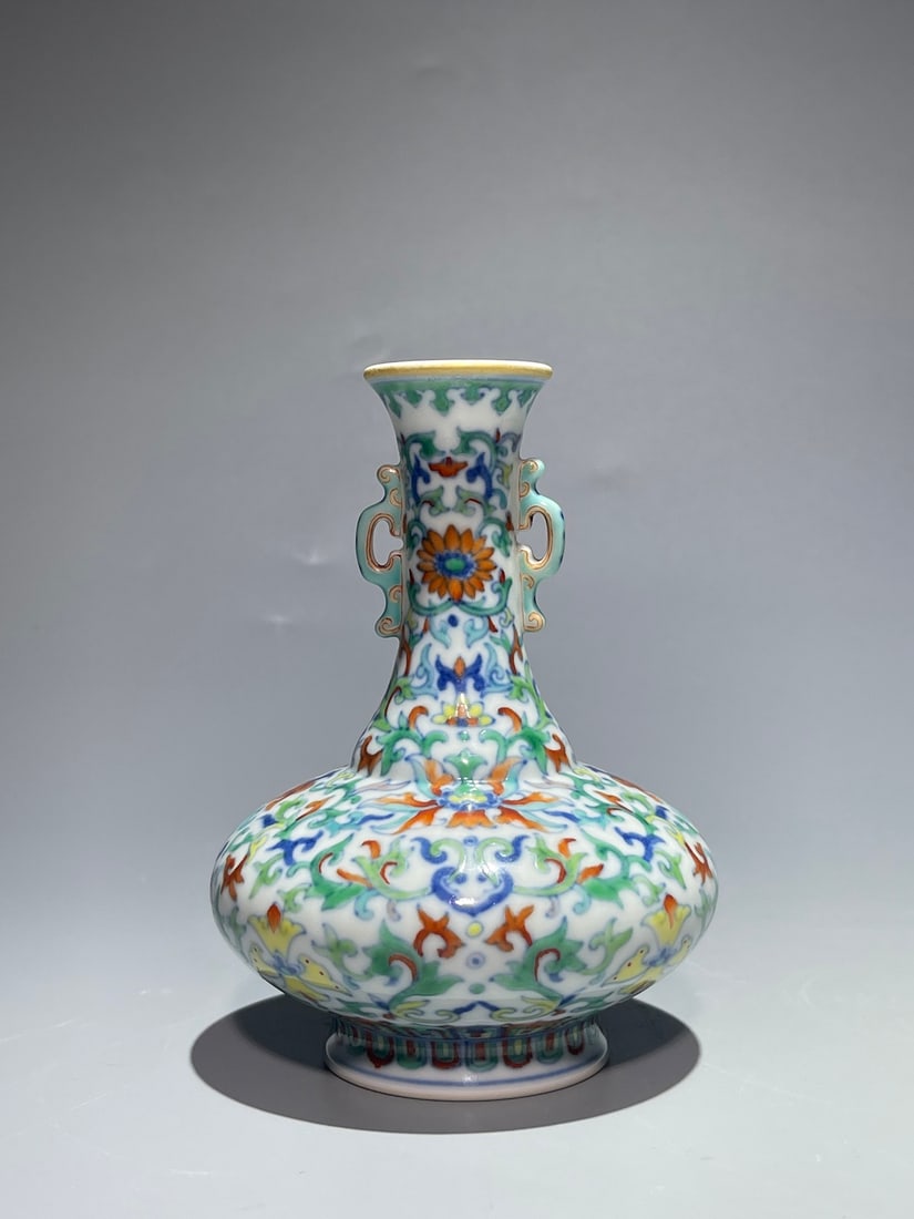An Exquisite Chinese colorful branches and floral patterns Porcelain amphora: Size: Height 12.7 cm - Width 9 cm Materials: Porcelain Dynasty: Qing Dynasty Attribution: Qianlong Period Object: Amphora