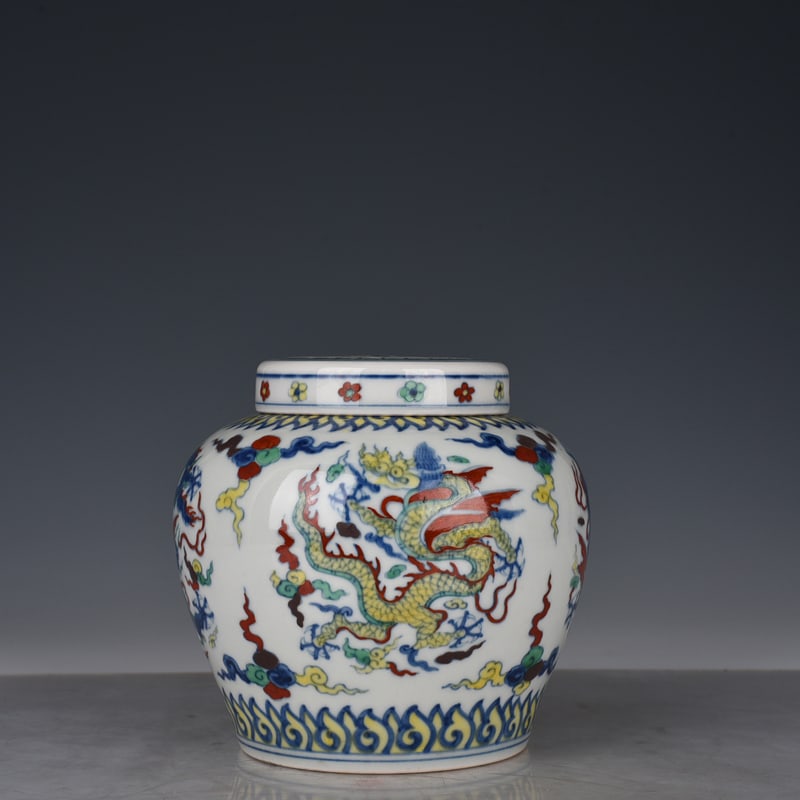 An Exquisite Chinese Doucai Tianzi Jar: Size: Height 15 cm - Widthh 12 cm Materials: Porcelain Dynasty: Ming dynasty Attribution: chenghua Object: jar