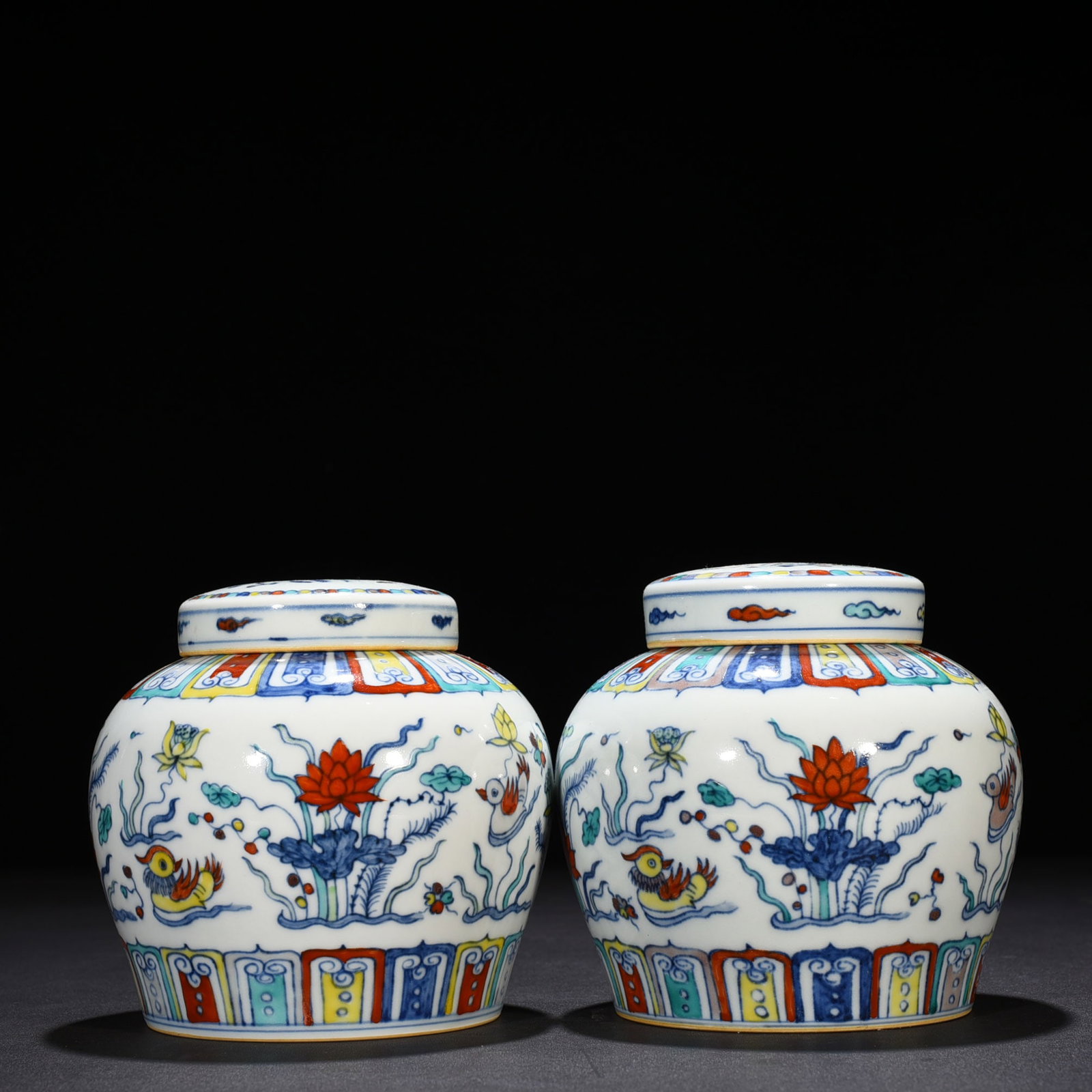 An Exquisite Chinese Doucai Tianzi Jar: Size: Height 13 cm - Widthh 14 cm Materials: Porcelain Dynasty: Ming dynasty Attribution: chenghua Object: jar