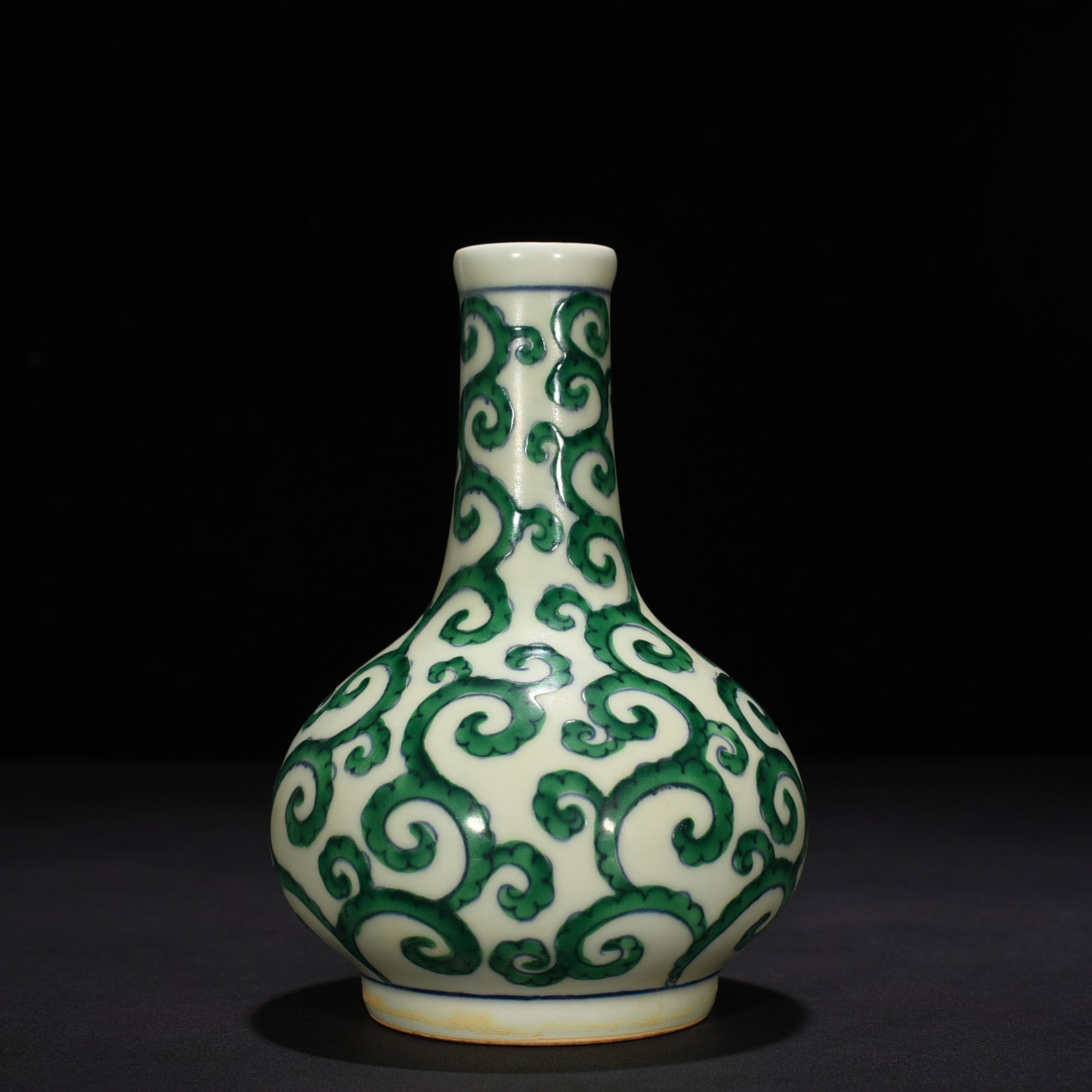 An Exquisite Chinese Doucai green color neck bottle (1 of 6)