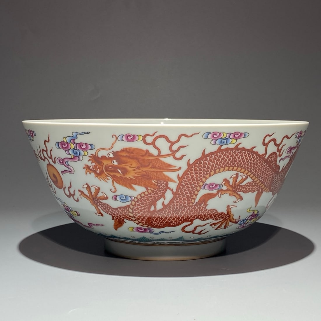 An Exquisite Chinese pastel alum and red dragon pattern large Porcelain bowl: Size: Width 23 cm - Height 10.8 cm Materials: Porcelain Dynasty: Qing Dynasty Attribution: Yongzheng Period Object: bowl