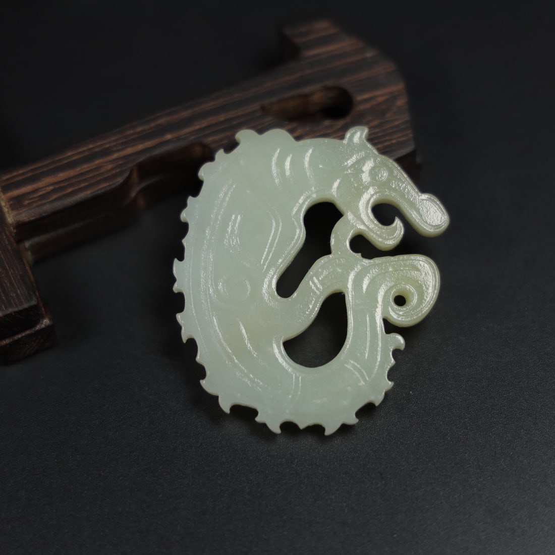 Chinese Natural Jade Carved Dragon Pendant: Size: Width 5.8 cm - Height 5 cm Materials: Jade Dynasty: Qing dynasty Attribution: Qianlong Period Object: Dragon Pendant