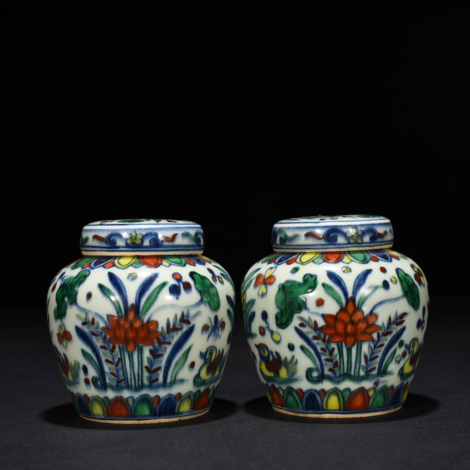 An Exquisite Chinese Doucai Colorful Jar: Size: Height 10 cm - Widthh 10 cm Materials: Porcelain Dynasty: Ming dynasty Attribution: chenghua Object: jar