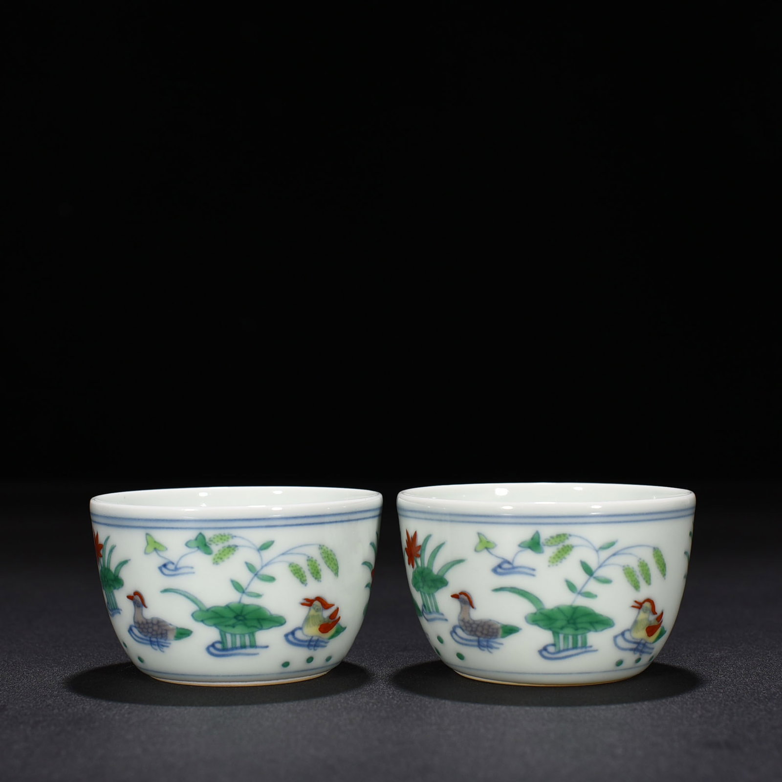 An Exquisite Chinese Doucai Colorful Cup: Size: Height 4.5 cm - Widthh 7.5 cm Materials: Porcelain Time Period:Ming dynasty Attribution: chenghua Object: cup