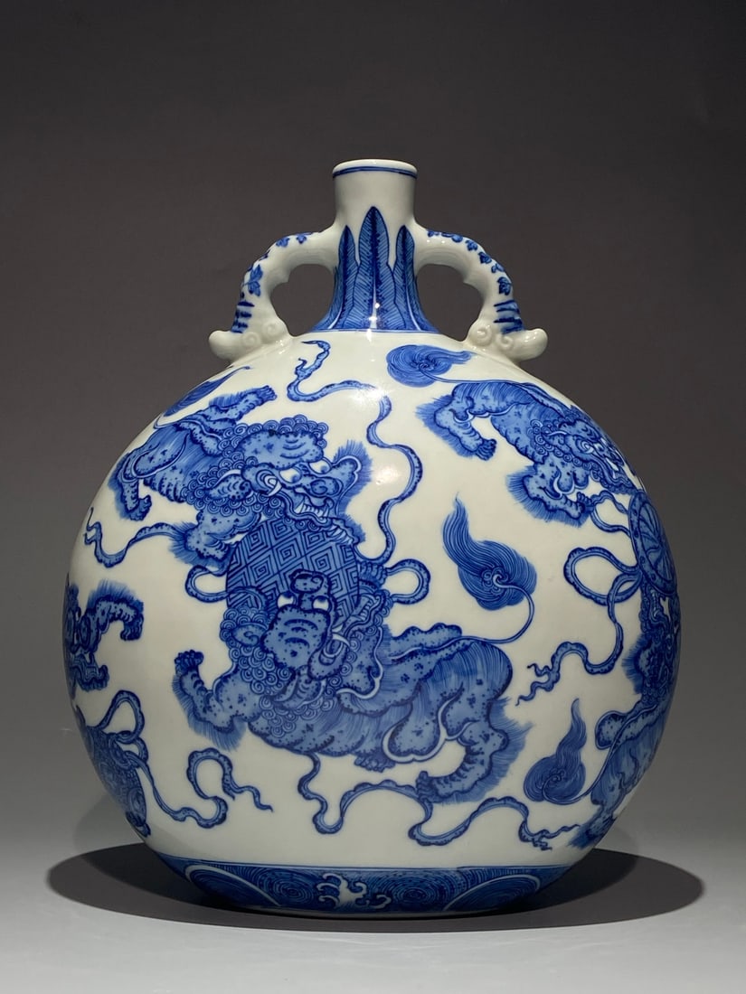 An Exquisite Chinese blue and white lion with lion pattern Porcelain vase (1 of 8)