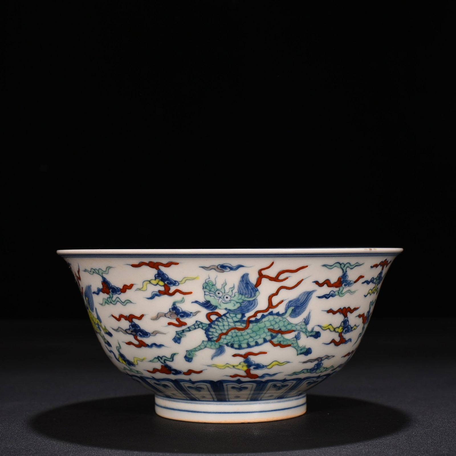 An Exquisite Chinese Doucai Colorful Qilin Pattern Bowl: Size: Height 9 cm - Widthh 19 cm Materials: Porcelain Time Period:Ming dynasty Attribution: chenghua Object: bowl