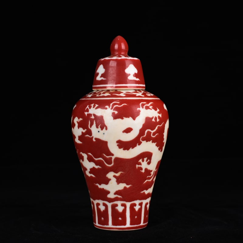 An Exquisite Chinese red ground plum vase: Size: Height 22 cm - Widthh 12 cm Materials: Porcelain Time Period:Ming dynasty Attribution: chenghua Object: vase
