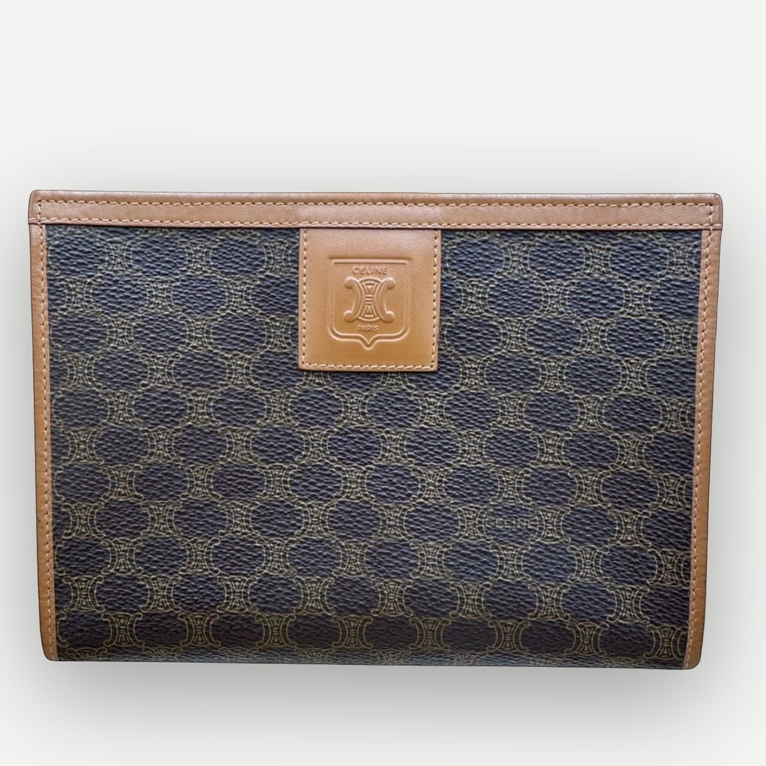 CELINE Vintage Classic Zippered Clutch, Macadam Canvas & Leather (1 of 18)