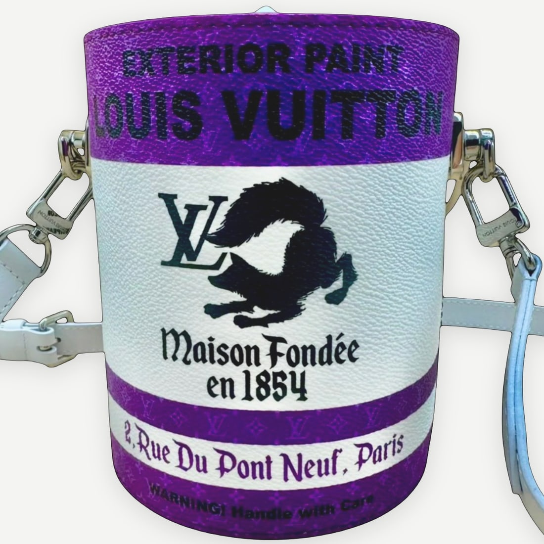 LOUIS VUITTON Paint Can Bag, Purple Coated Canvas, Silver Hardware, 2022