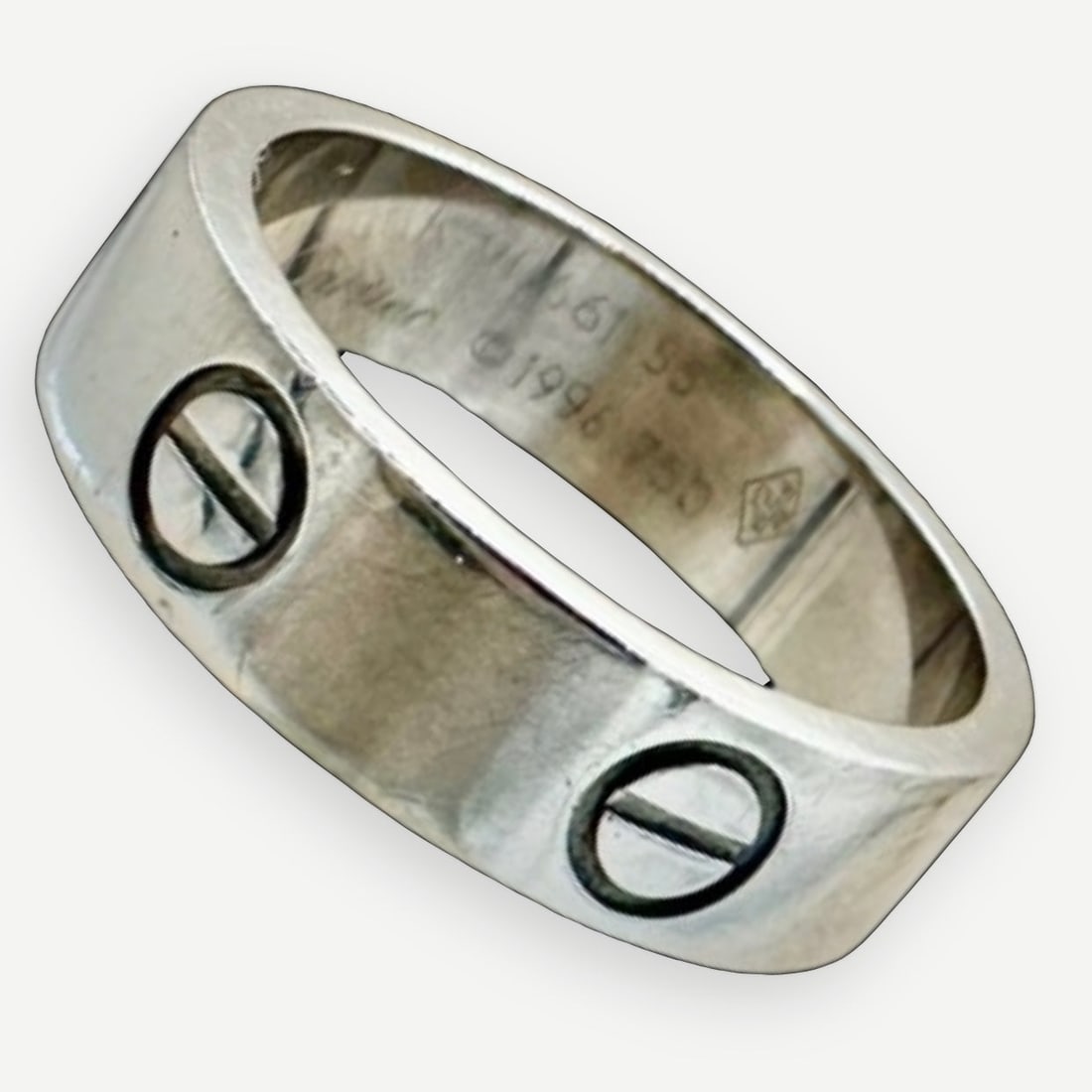 CARTIER Love Ring, Classic 5.5mm, 18K White Gold, Size 55 (US 7.25), Vintage (1 of 4)