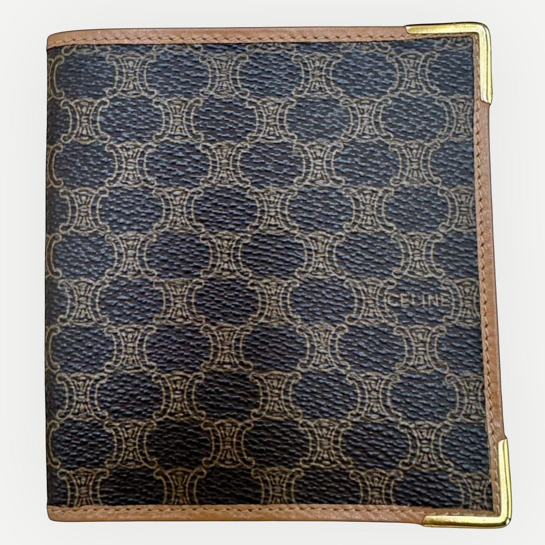 CELINE Vintage Macadam Corner Bi-Fold Wallet, Macadam Canvas & Leather