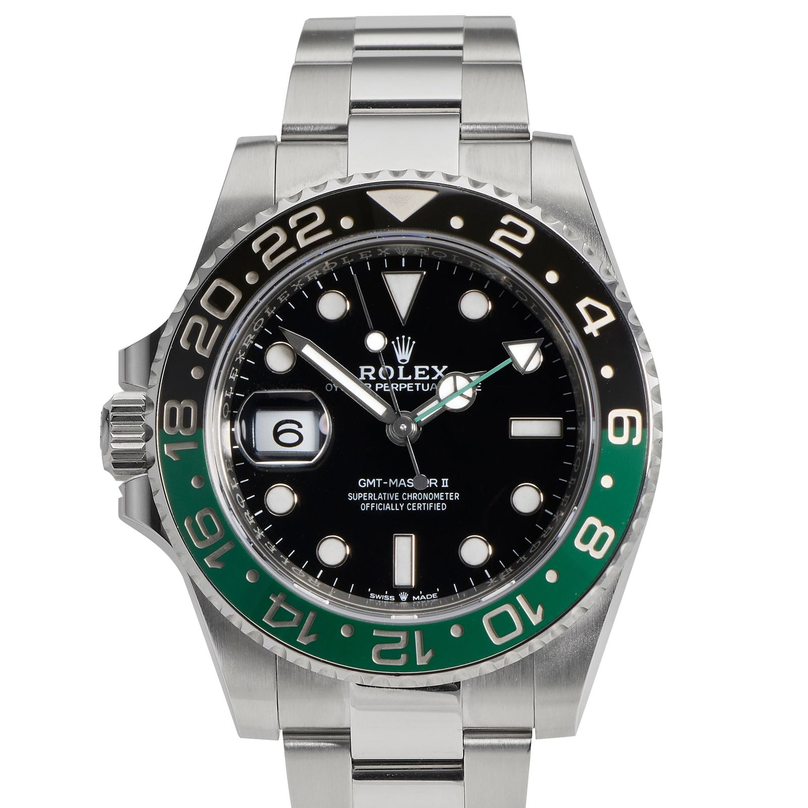 Rolex GMT-Master II "Sprite" 126720VTNR, Full Set, 2026: Heritage The Rolex GMT-Master II reference 126720VTNR is unlike any other in the modern Rolex catalog. The first left-handed GMT-Master II in the collection?s history ? the crown and date window posit