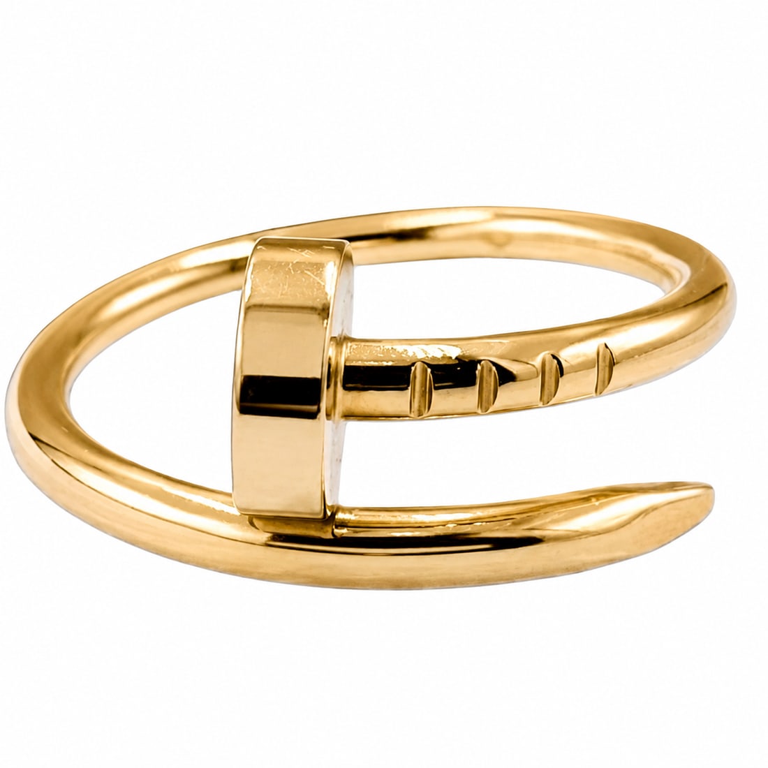 CARTIER Juste un Clou Ring, Small Model, 18K Yellow Gold, EU Size 48 (US 4.25) Full Set: Heritage The Cartier Juste un Clou ? French for "Just a Nail" ? is one of the most subversive ideas in the history of fine jewelry. Conceived in New York in 1971, it transformed the most ordinary obje