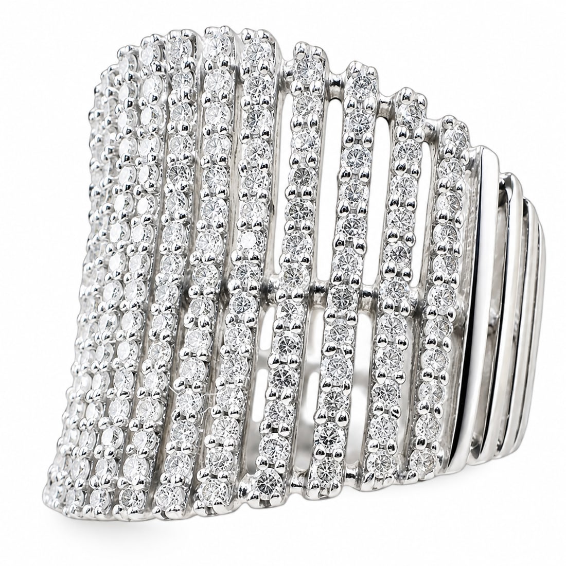 EFFY Vintage Diamond Wide Multi-Row Band Ring, 14K White Gold, Approx. 1.25 CTW, Size 6 (1 of 5)