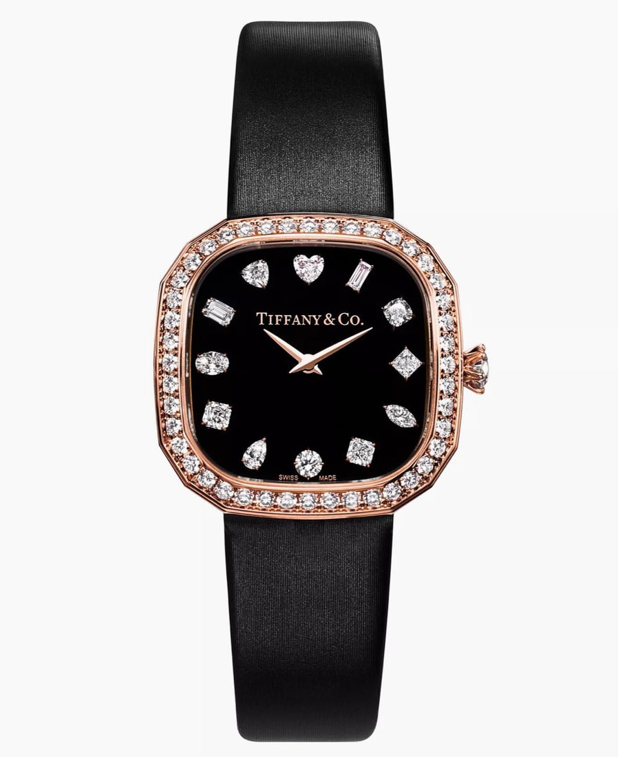 Tiffany & Co. Eternity 28mm Diamond Watch, 18K Rose Gold, Black Dial, Full Set, 2026: Heritage The Tiffany & Co. Eternity watch is among the most jewel-forward expressions in the house's storied watchmaking tradition — a piece that exists at the precise intersection of haute 