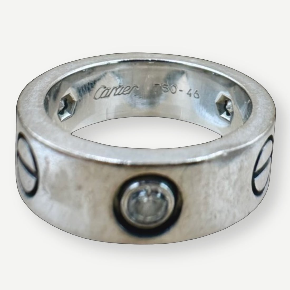 CARTIER Love Ring, 3 Diamonds, 18K White Gold, Size 46 (US 3.5), Vintage: Heritage The Cartier Love Ring is one of the most enduring symbols in the history of fine jewelry — a band conceived in 1969 by Aldo Cipullo that has transcended every trend to accumulate meanin