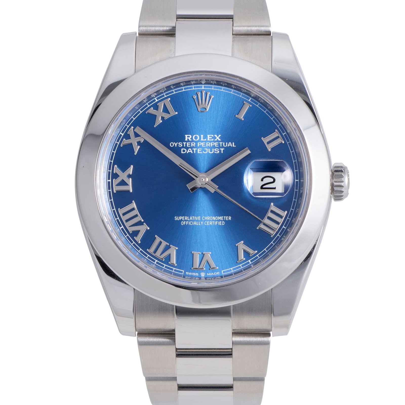 Rolex Datejust 41 126300, Azzurro Blue Roman Dial, Oystersteel, Full Set, 2026: Heritage The Rolex Datejust is the archetypal watch of the 20th and 21st centuries — a reference that has defined horological elegance since 1945. The Datejust 41, reference 126300, carries that