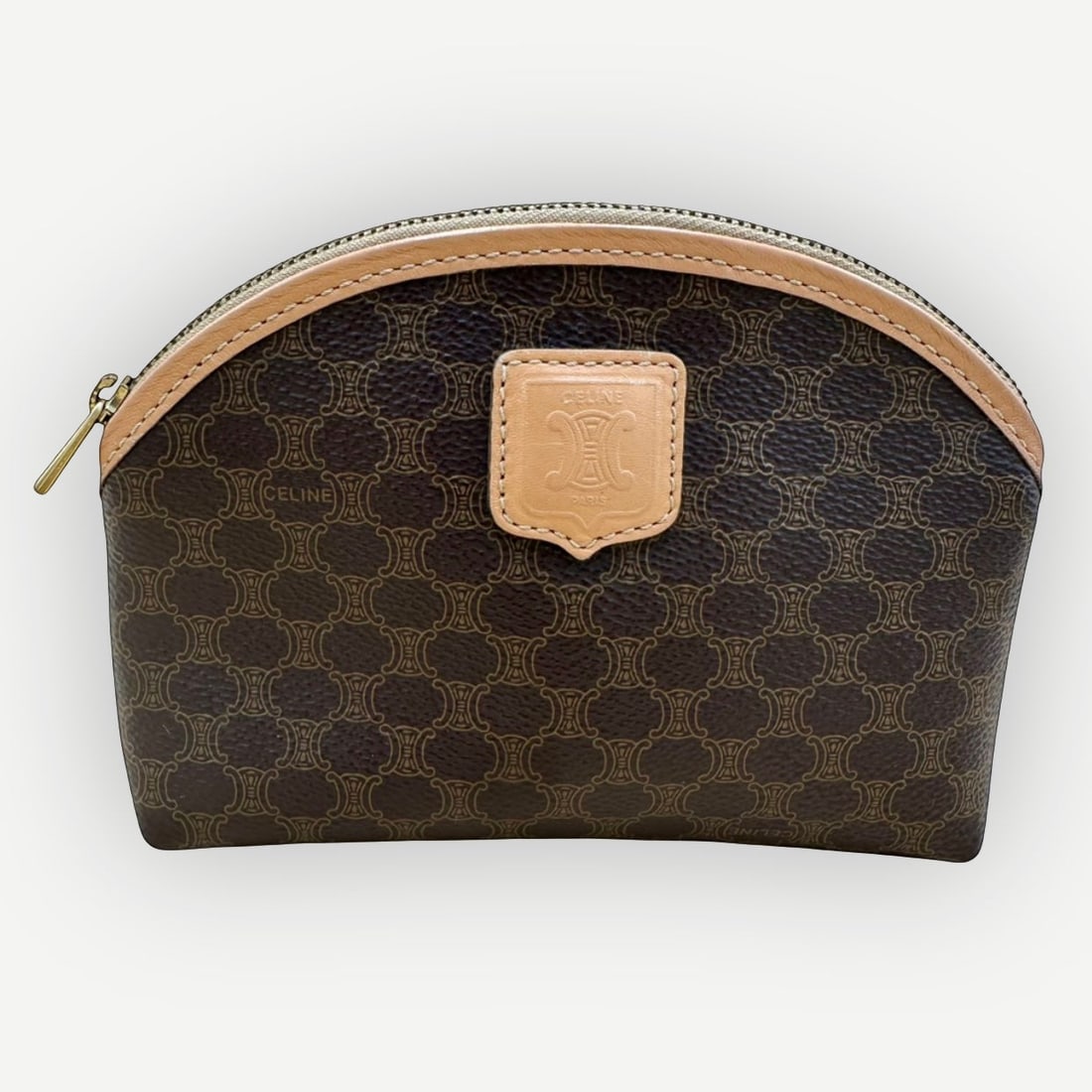 CELINE Vintage Macadam Dome Cosmetic Pouch, Macadam Canvas & Leather (1 of 16)