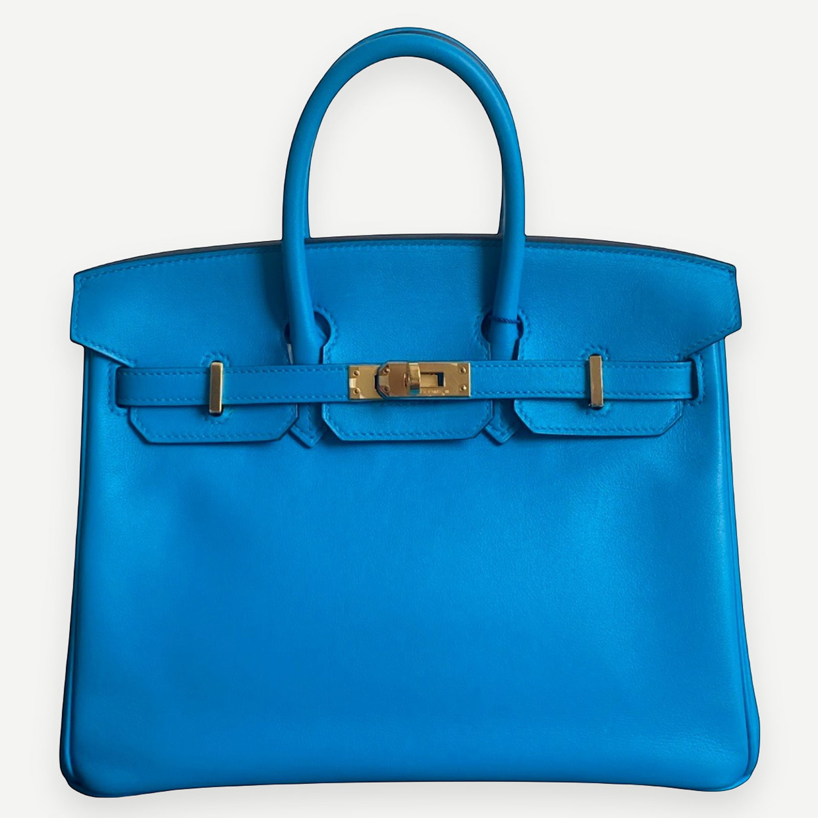 HERMES Birkin 25, Bleu Frida Swift Leather, GHW, Full Set, 2020: Heritage The Hermès Birkin 25 is the most intimate and most coveted size in the Birkin family — a bag that commands a premium precisely because it offers less room and more intention. This Y Stamp 