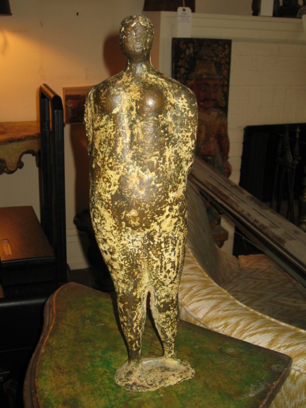 A STANDING FEMALE FIGURE, 20TH CENTURY, bronze scu: A STANDING FEMALE FIGURE, 20TH CENTURY, bronze sculpture unsigned, height 17 "