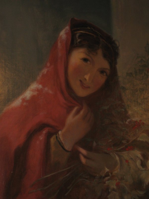 Thomas Sully: Lady with Holly Oil on canvas 24 x 20 inches