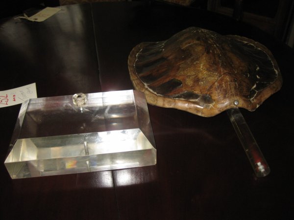 TORTOISESHELL MOUNTED ON LUCITE STAND (STAND AS IS: TORTOISESHELL MOUNTED ON LUCITE STAND (STAND AS IS)
