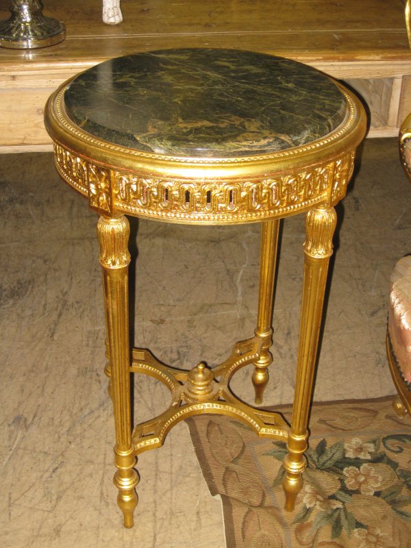 PAIR NEOCLASSICAL STYLE MARBLE TOP GOLD PAINTED ST: PAIR NEOCLASSICAL STYLE MARBLE TOP GOLD PAINTED STANDS