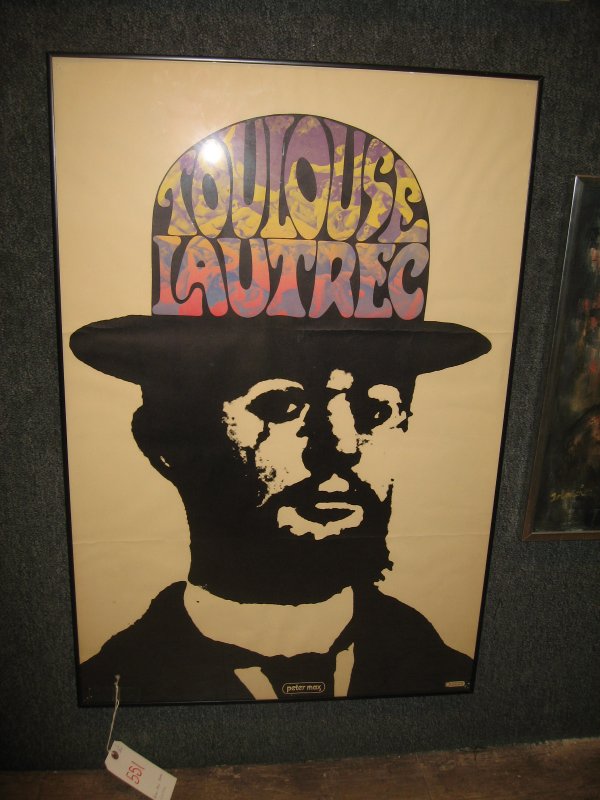 PETER MAX POSTER OF TOULOUSE LAUTREC, 36 X 21: PETER MAX POSTER OF TOULOUSE LAUTREC, 36 X 21