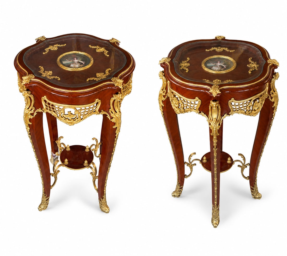 Pair of Museum Quality Louis XV Style Bronze-Mounted Pedestal Display Tables (1 of 3)