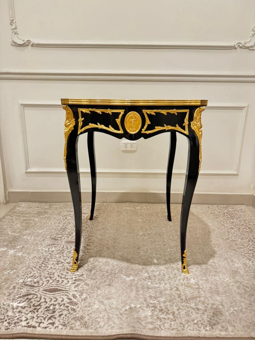 Louis XV Style Side Table – Gilt Bronze Accent: i Dimensions : 26.3" W x 30.7" H x 26.3 " Depth i Payments plan available ( Klarna ) SHIPPING AND RETURNS Free shipping All items are shipping insured Third party shipping providers assigned so please