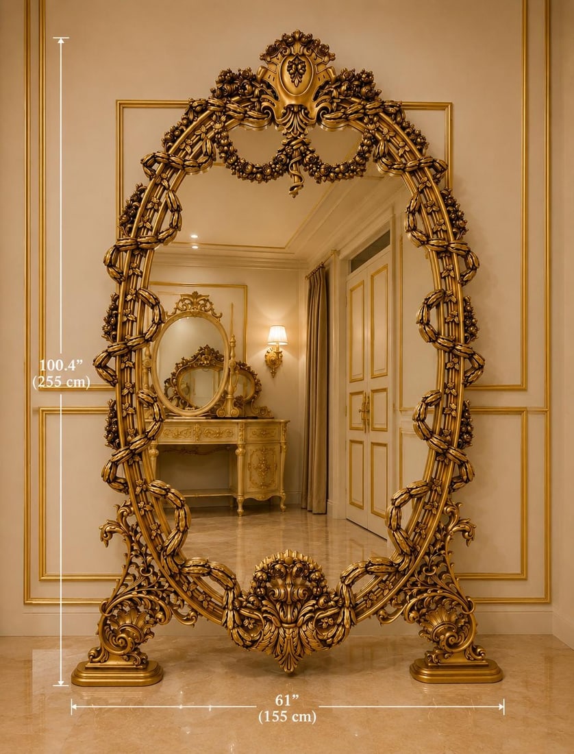 Monumental French Louis XVI Gilt Floor Mirror- 8 (1 of 4)