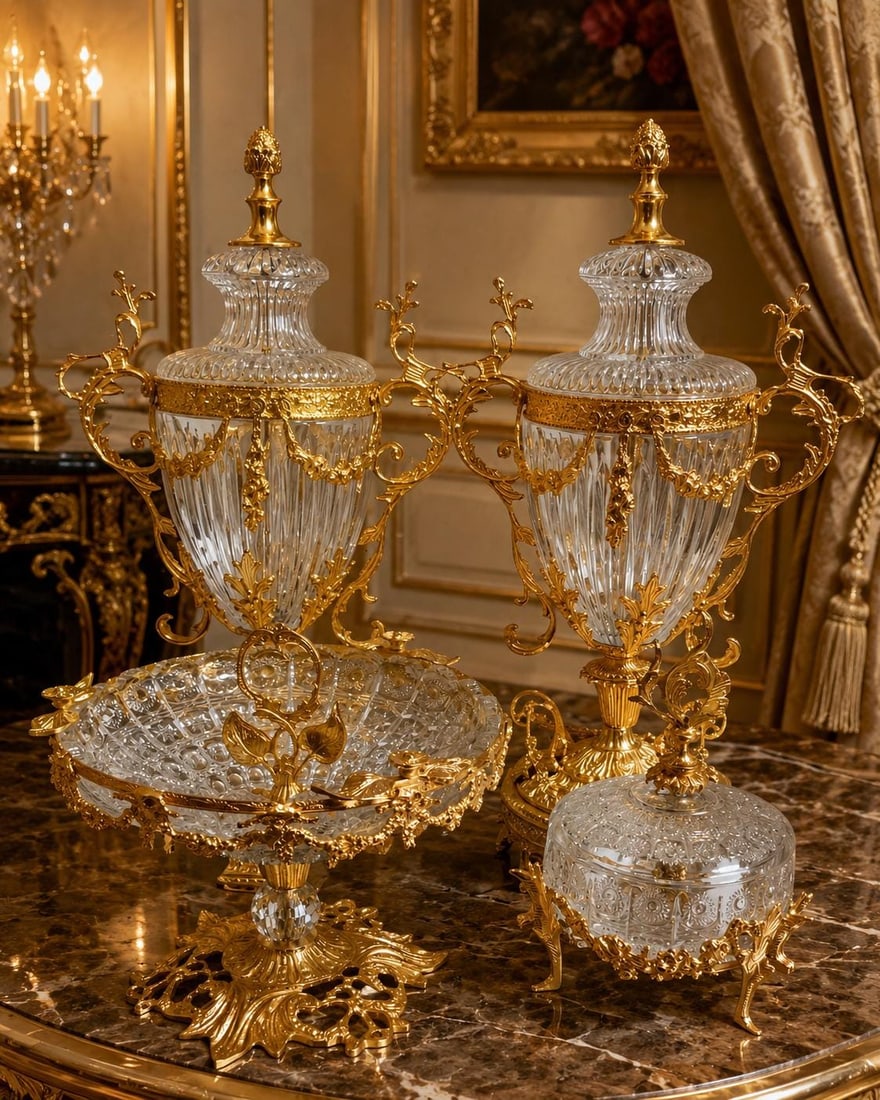 Louis XV Crystal Garniture Set | Baroque Gold (1 of 6)