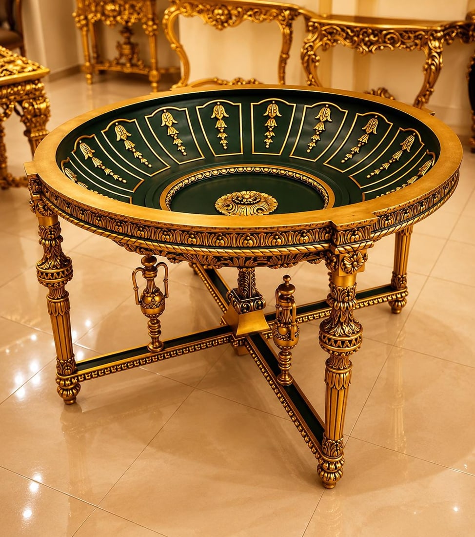 Monumental Louis XVI Style Center Table-Glass on: COMING SOON A new arrival is on the way Reserve Before Arrival Transform your grand foyer, luxury residence, or formal living space with this breathtaking Louis XVI style center table. Featuring exqui
